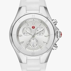 Michele Tahitian Chronograph Silver and White Women's Luxury Watch